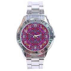 Kaleidoscope Triangle Pattern Stainless Steel Analogue Watch by Mariart