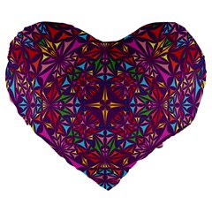 Kaleidoscope Triangle Pattern Large 19  Premium Heart Shape Cushions by Mariart