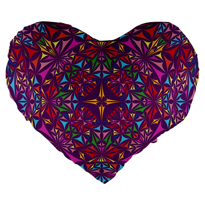 Kaleidoscope Triangle Pattern Large 19  Premium Heart Shape Cushions