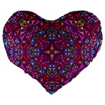 Kaleidoscope Triangle Pattern Large 19  Premium Heart Shape Cushions Back