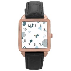 Shape Vector Triangle Rose Gold Leather Watch  by Mariart