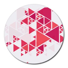 Red Triangle Pattern Round Mousepads by Mariart