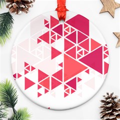 Red Triangle Pattern Ornament (round) by Mariart