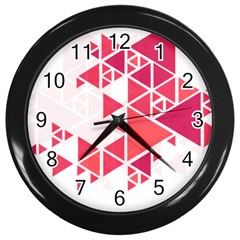 Red Triangle Pattern Wall Clock (black) by Mariart