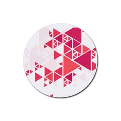 Red Triangle Pattern Rubber Round Coaster (4 Pack)  by Mariart