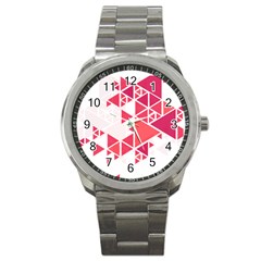 Red Triangle Pattern Sport Metal Watch by Mariart