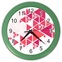 Red Triangle Pattern Color Wall Clock by Mariart