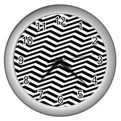 Zigzag Chevron Wall Clock (silver) by Mariart