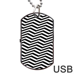 Zigzag Chevron Dog Tag Usb Flash (two Sides) by Mariart