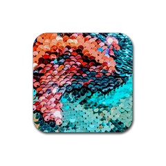 Dragon Scales Rubber Coaster (square)  by WensdaiAmbrose