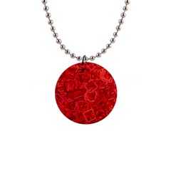 Red Pattern Technology Background 1  Button Necklace