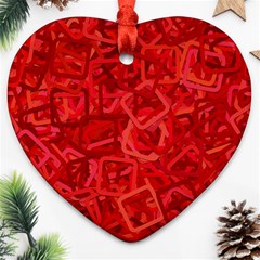 Red Pattern Technology Background Heart Ornament (two Sides) by Mariart