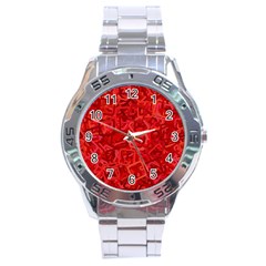 Red Pattern Technology Background Stainless Steel Analogue Watch by Mariart