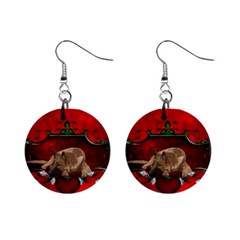 Wonderful German Shepherd With Heart And Flowers Mini Button Earrings by FantasyWorld7