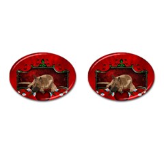 Wonderful German Shepherd With Heart And Flowers Cufflinks (oval) by FantasyWorld7