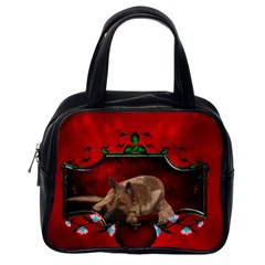 Wonderful German Shepherd With Heart And Flowers Classic Handbag (one Side) by FantasyWorld7