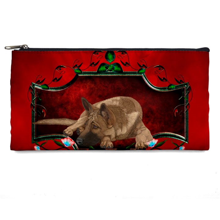 Wonderful German Shepherd With Heart And Flowers Pencil Cases