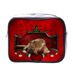 Wonderful German Shepherd With Heart And Flowers Mini Toiletries Bag (one Side) by FantasyWorld7