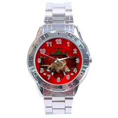 Wonderful German Shepherd With Heart And Flowers Stainless Steel Analogue Watch by FantasyWorld7