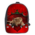 Wonderful German Shepherd With Heart And Flowers School Bag (XL) Front