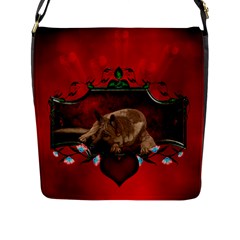 Wonderful German Shepherd With Heart And Flowers Flap Closure Messenger Bag (l) by FantasyWorld7