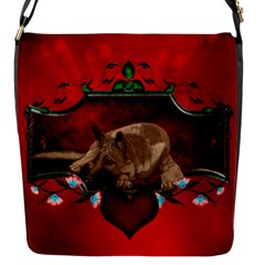 Wonderful German Shepherd With Heart And Flowers Flap Closure Messenger Bag (s) by FantasyWorld7