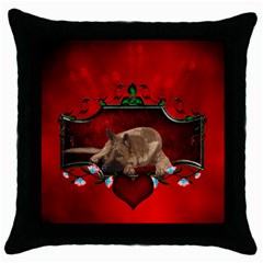 Wonderful German Shepherd With Heart And Flowers Throw Pillow Case (black) by FantasyWorld7