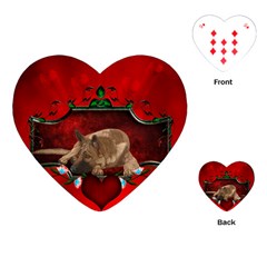 Wonderful German Shepherd With Heart And Flowers Playing Cards (heart) by FantasyWorld7