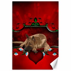 Wonderful German Shepherd With Heart And Flowers Canvas 20  X 30  by FantasyWorld7