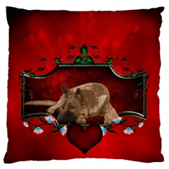 Wonderful German Shepherd With Heart And Flowers Standard Flano Cushion Case (two Sides) by FantasyWorld7