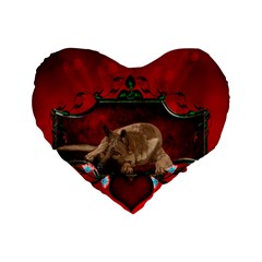 Wonderful German Shepherd With Heart And Flowers Standard 16  Premium Flano Heart Shape Cushions