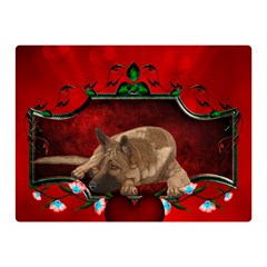 Wonderful German Shepherd With Heart And Flowers Double Sided Flano Blanket (mini)  by FantasyWorld7