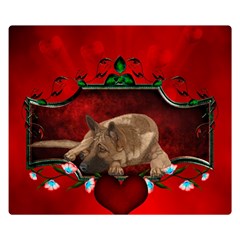 Wonderful German Shepherd With Heart And Flowers Double Sided Flano Blanket (small)  by FantasyWorld7