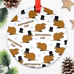 Groundhog Day Pattern Ornament (round) by Valentinaart