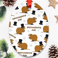 Groundhog Day Pattern Ornament (oval) by Valentinaart