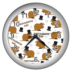 Groundhog Day Pattern Wall Clock (silver) by Valentinaart