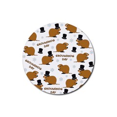 Groundhog Day Pattern Rubber Round Coaster (4 Pack)  by Valentinaart