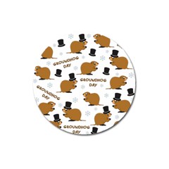 Groundhog Day Pattern Magnet 3  (round) by Valentinaart