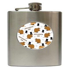 Groundhog Day Pattern Hip Flask (6 Oz) by Valentinaart