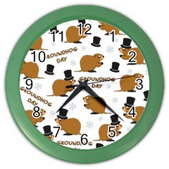 Groundhog Day Pattern Color Wall Clock by Valentinaart