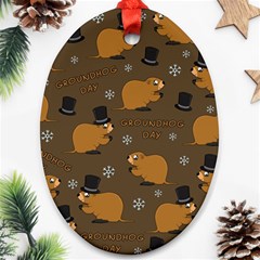 Groundhog Day Pattern Ornament (oval)