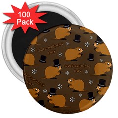 Groundhog Day Pattern 3  Magnets (100 Pack) by Valentinaart