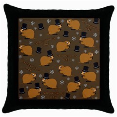 Groundhog Day Pattern Throw Pillow Case (black) by Valentinaart