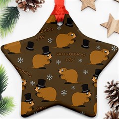 Groundhog Day Pattern Star Ornament (two Sides) by Valentinaart