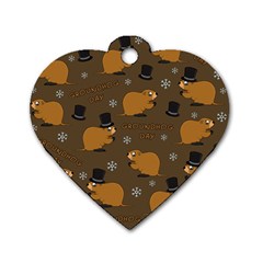 Groundhog Day Pattern Dog Tag Heart (one Side) by Valentinaart