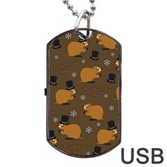 Groundhog Day Pattern Dog Tag Usb Flash (two Sides) by Valentinaart