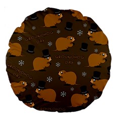 Groundhog Day Pattern Large 18  Premium Round Cushions by Valentinaart