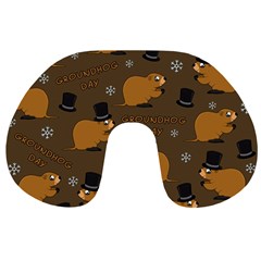 Groundhog Day Pattern Travel Neck Pillows by Valentinaart