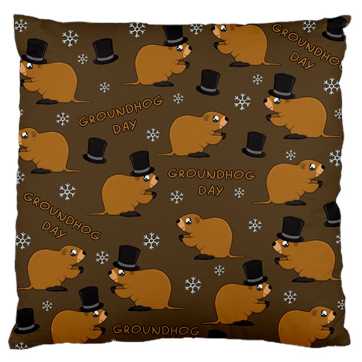 Groundhog day pattern Standard Flano Cushion Case (One Side)