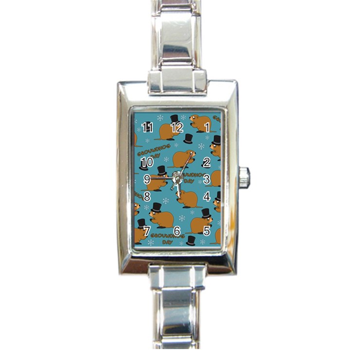 Groundhog day pattern Rectangle Italian Charm Watch